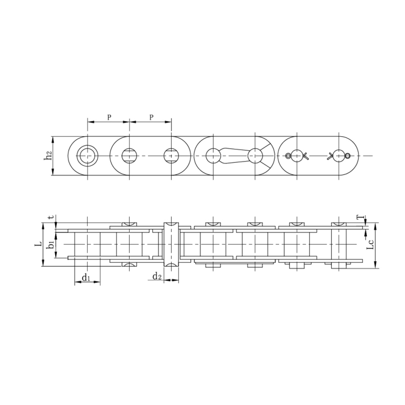 Düz yan plakalı makaralı zincirler (A serisi)