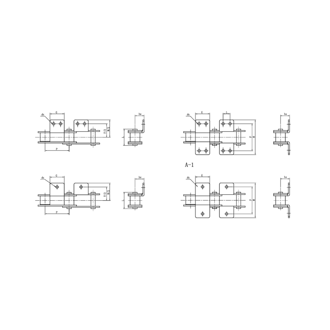 Çift adımlı konveyör zincirleri ataşmanları