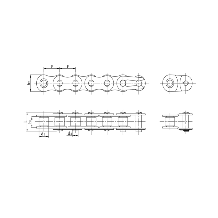Paslanmaz çelik kısa adımlı hassas makaralı zincirler
