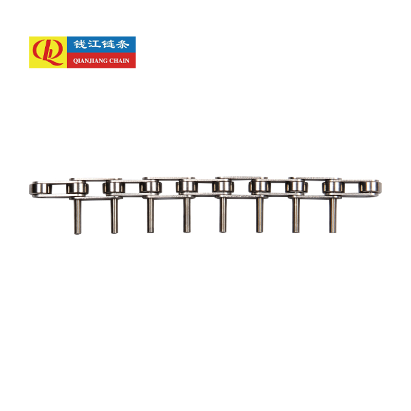 Uzatılmış pimlere sahip paslanmaz çelik çift hatveli konveyör zincirleri