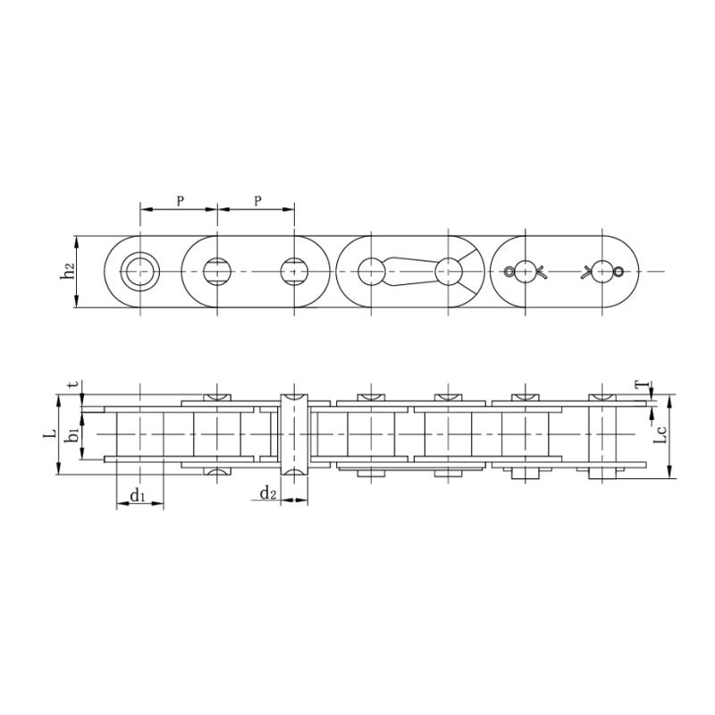 Düz yan plakalı makaralı zincirler (B serisi)
