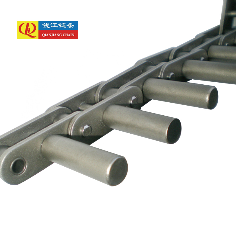 Uzatılmış pimlere sahip çift hatveli konveyör zincirleri